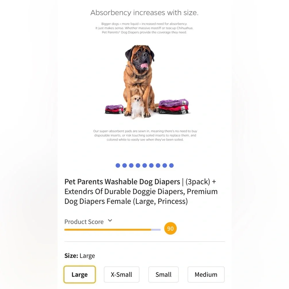 🐕 Lot of 2 Pet Parents Washable Dog Diapers - 3 Pack (Black, Purple, Pink)